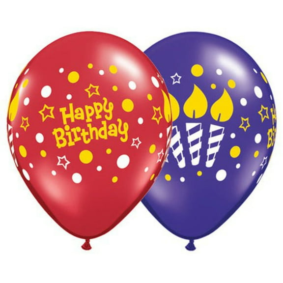 11 inch Qualatex Birthday Lit Candles Latex Balloons (50 Pack) - Party Supplies Decorations