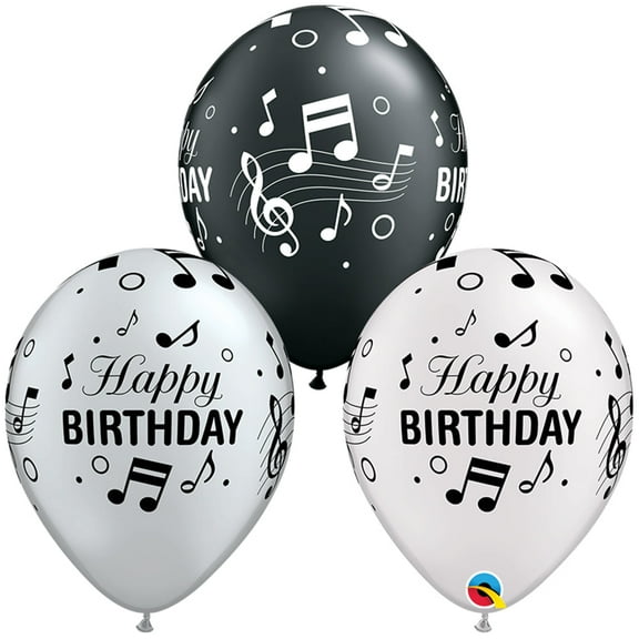 11 inch Qualatex Birthday Musical Latex Balloons (6 Pack) - Party Supplies Decorations