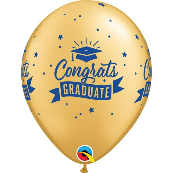 11 inch Qualatex Congrats Graduate Banner Latex Balloons (50 Pack) - Party Supplies Decorations