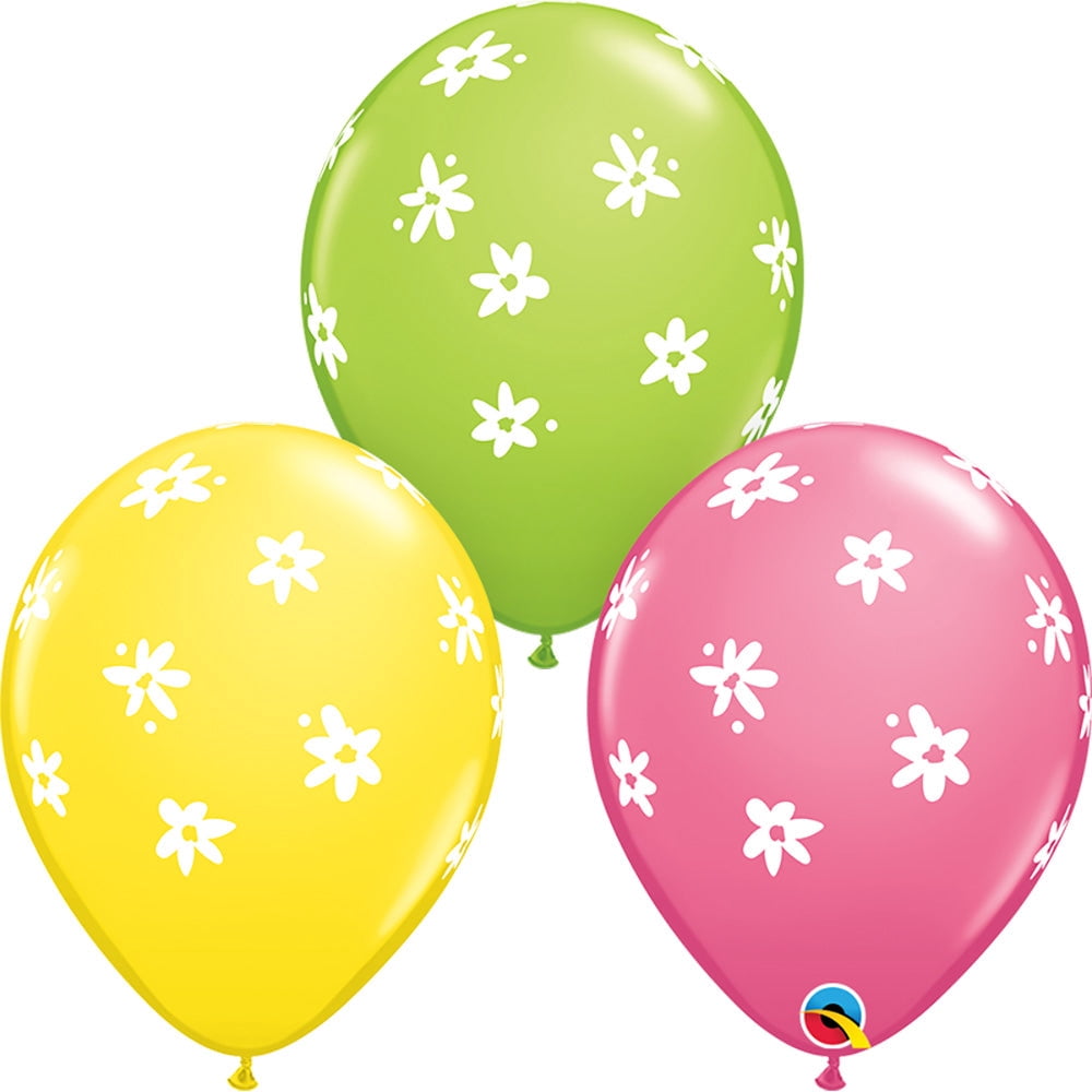 11 inch Qualatex Contemporary Daisies Latex Balloons (50 Pack) - Party Supplies Decorations