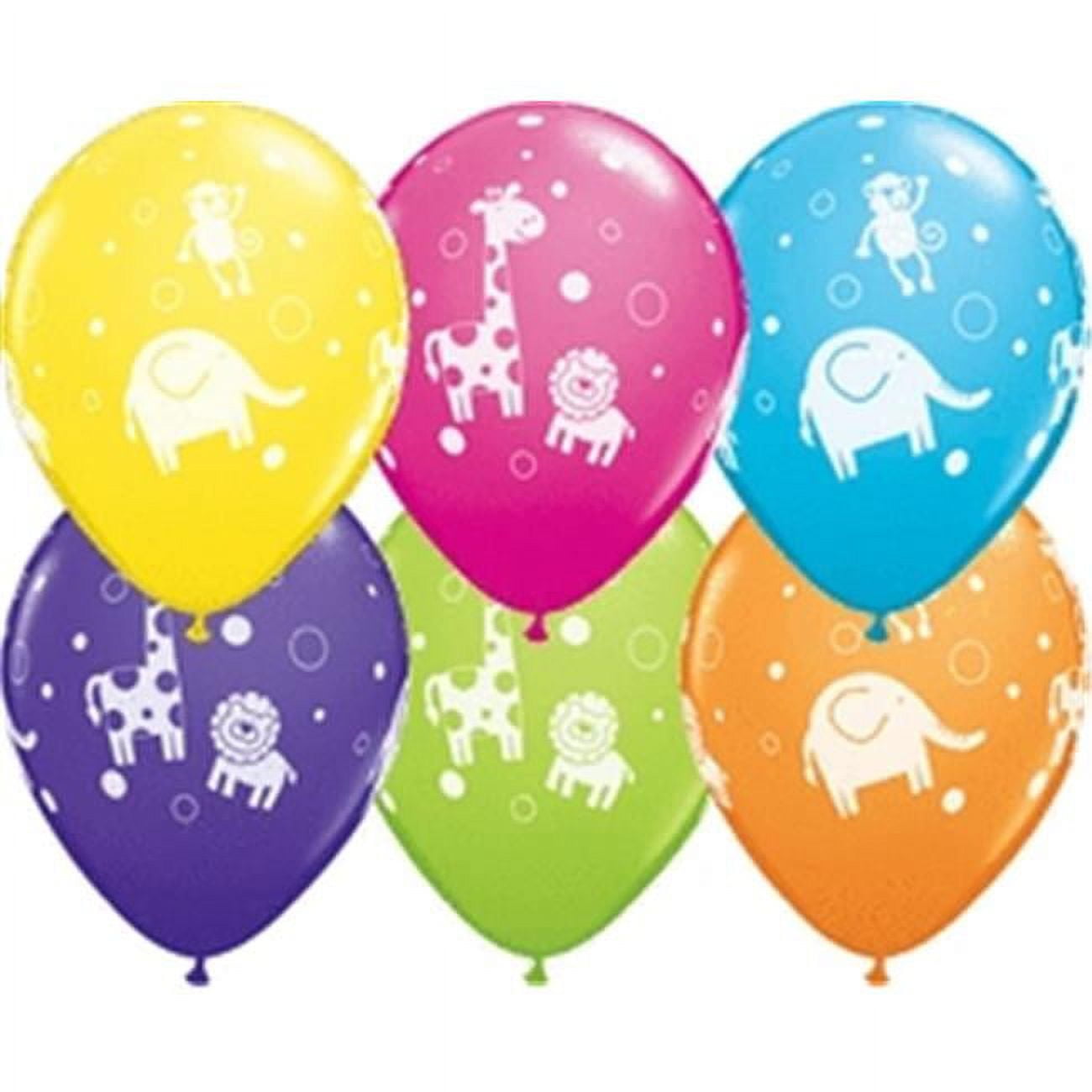 11 inch Qualatex Cute & Cuddly Jungle Animals Latex Balloons (50 Pack) - Party Supplies Decorations