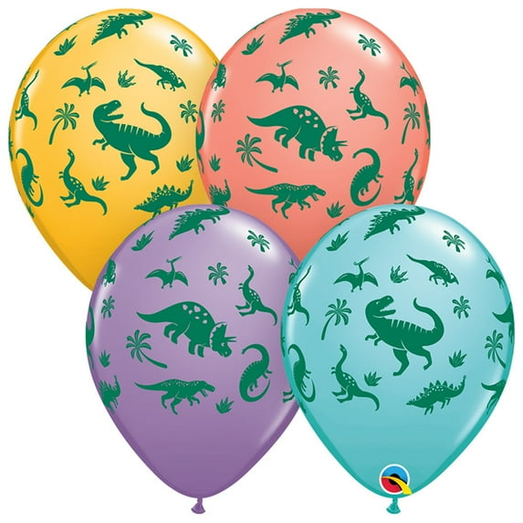 11 inch Qualatex Dinosaurs Latex Balloons (6 Pack) - Party Supplies Decorations