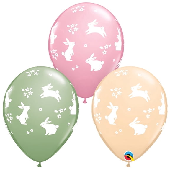 11 inch Qualatex Easter Bunnies Latex Balloons (6 Pack) - Party Supplies Decorations