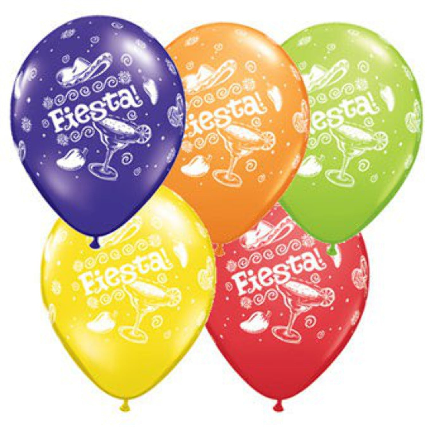 11 inch Qualatex Fiesta! (6 Pk) Latex Balloons (6 Pack) - Party Supplies Decorations