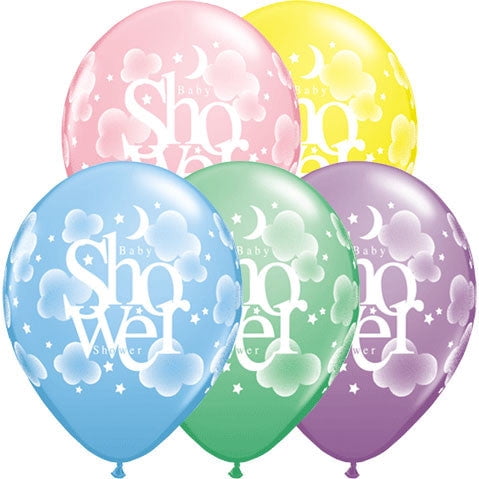 11 inch Qualatex Heavenly Baby Shower Latex Balloons (50 Pack) - Party Supplies Decorations