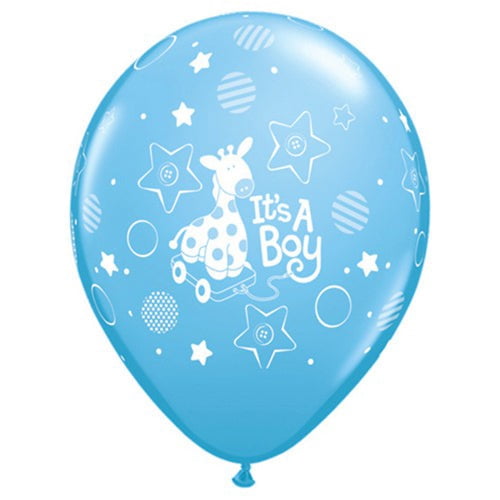11 inch Qualatex It's A Boy Soft Giraffe Latex Balloons (50 Pack) - Party Supplies Decorations