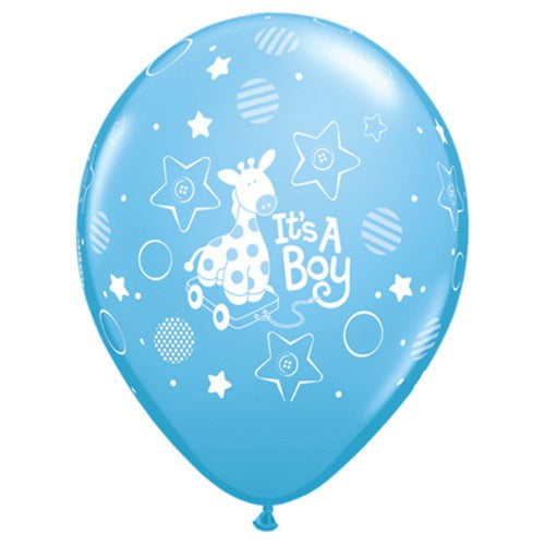 11 inch Qualatex It's A Boy Soft Giraffe Latex Balloons (50 Pack) - Party Supplies Decorations