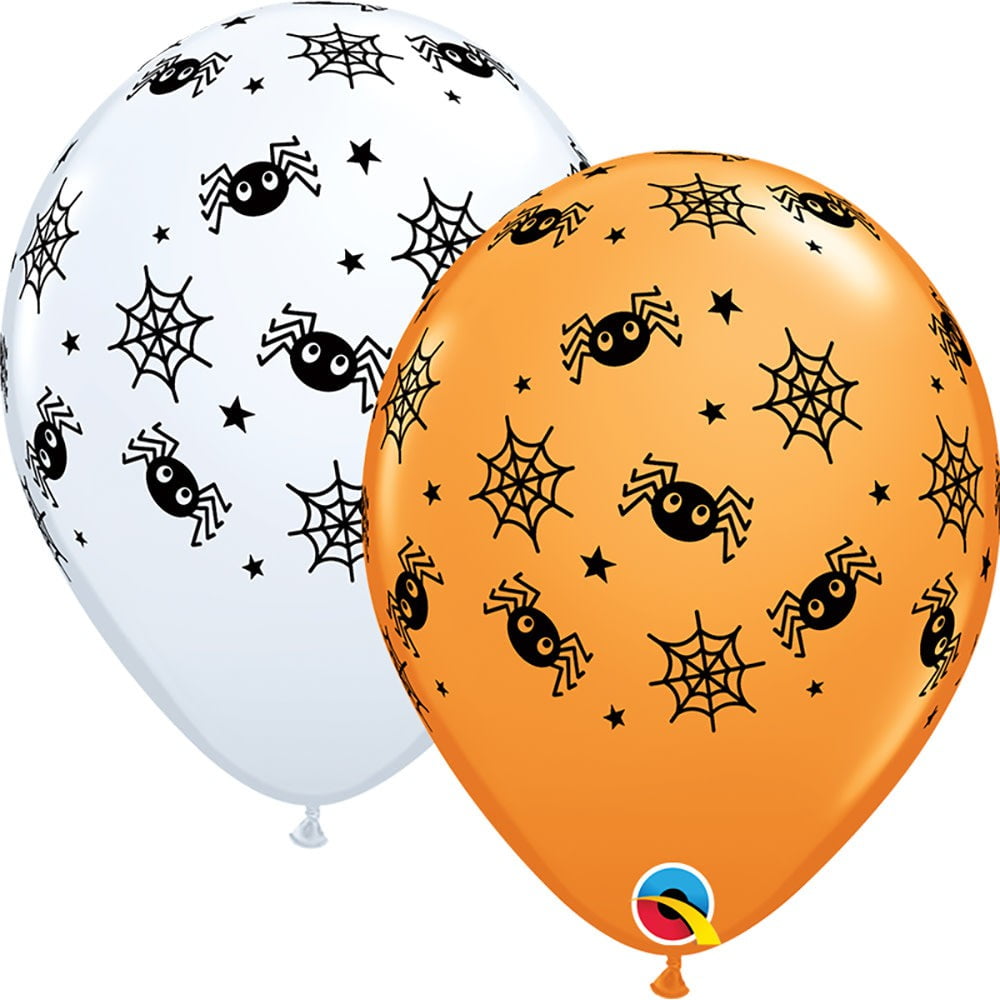 11 inch Qualatex Spiders Webs & Stars Latex Balloons (50 Pack) - Party Supplies Decorations