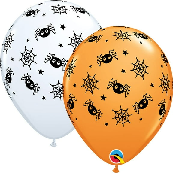 11 inch Qualatex Spiders Webs & Stars Latex Balloons (50 Pack) - Party Supplies Decorations