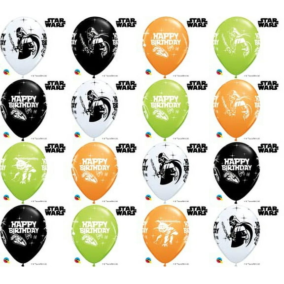 11 inch Qualatex Star Wars Birthday Assortment Latex Balloons (24 Pack) - Party Supplies Decorations