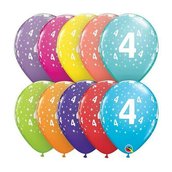 11 inch Qualatex Stars #4-A-Round (6 Pk) Latex Balloons (6 Pack) - Party Supplies Decorations
