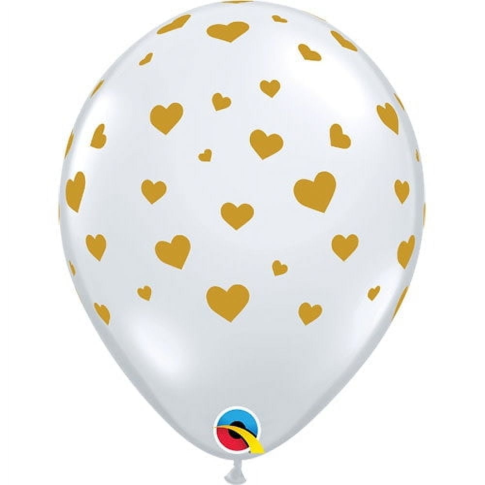 11 inch Random Hearts A Round Diamond Clear Latex Balloons (50 Pack) - Party Supplies Decorations