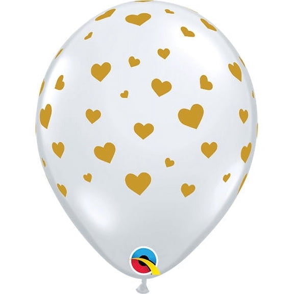 11 inch Random Hearts A Round Diamond Clear Latex Balloons (50 Pack) - Party Supplies Decorations