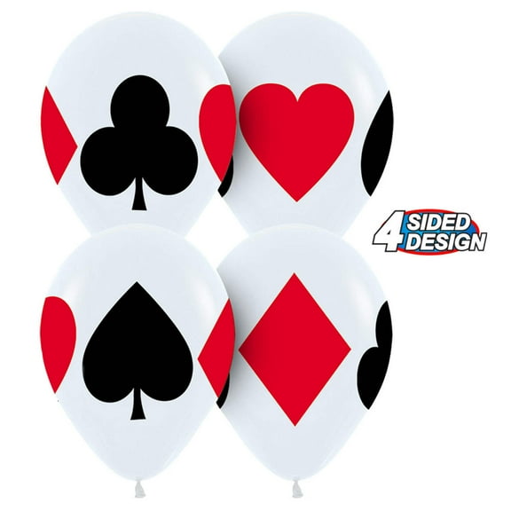 11 inch Sempertex Card Suits Latex Balloons (50 Pack) - Party Supplies Decorations