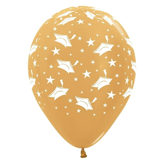 11 inch Sempertex Graduation - Metallic Gold Latex Balloons (50 Pack) - Party Supplies Decorations