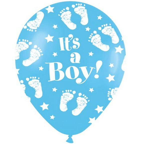 11 inch Sempertex It's A Boy Footprint Latex Balloons (50 Pack) - Party Supplies Decorations