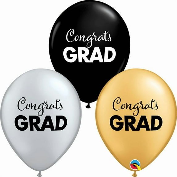 11 inch Simply Congrats Grad Assorted Latex Balloons (6 Pack) - Party Supplies Decorations