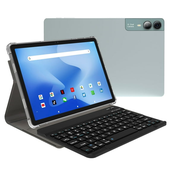 11 inch Tablet with Keyboard Android 14 2000*1200 2K Display Tablets PC, T616 Octa-Core 2.0GHz, 18GB RAM 128GB ROM 1TB Expandable, 5M+5M+13MP AI Camera, 9000mAh Battery, WiFi, Bluetooth, GPS