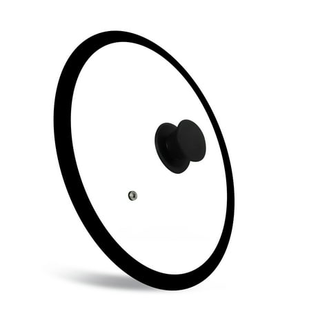 11 inch Tempered Glass Lid for Frying Pan Pot, Clatine Replacement Cover with Black Knob Rubber Rim for 11 inch Cookware