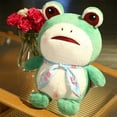 thumbnail image 1 of ​11-inch Velvet Textured Frog Plush - Detachable Bowtie Necktie Not for Sleeping | Recycled Polyester Accent Decor w/ Safety Embroidery (Age 3+ Gift Bundle)​​ Green, 1 of 6