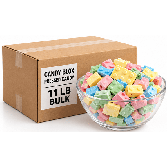 Candy Blox Colorful Pressed Candy Building Blocks, Crunchy Bulk Candy, 11 lb Case