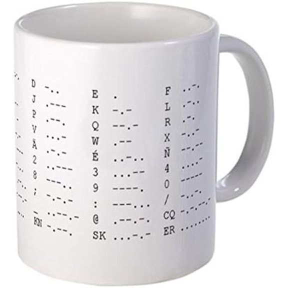 11 ounce Mug - Morse Code Mugs - S White "