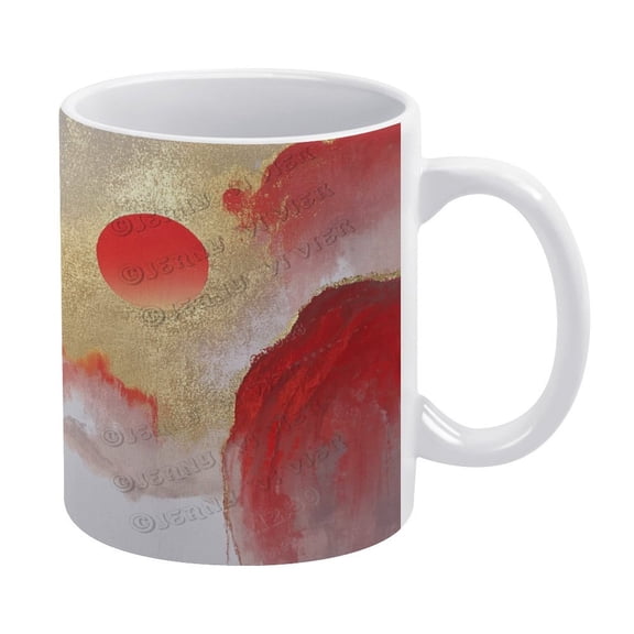 11 oz Ceramic Coffee Mug - Red Decor Mountain Themed, Perfect for Nature Lovers