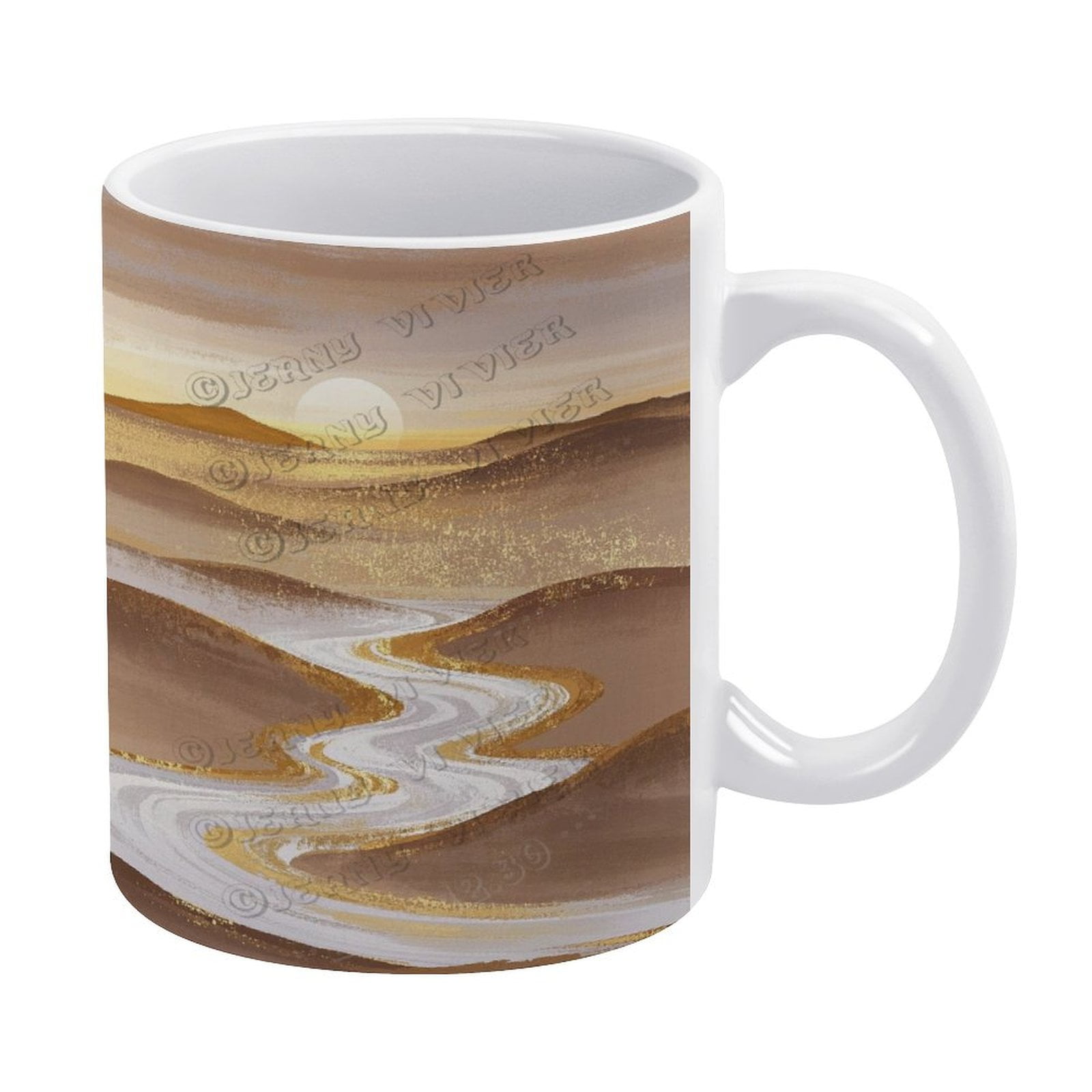 11 oz Ceramic Coffee Mug with Brown Decor Mountain Design - Ideal for Daily  Use - Walmart.com