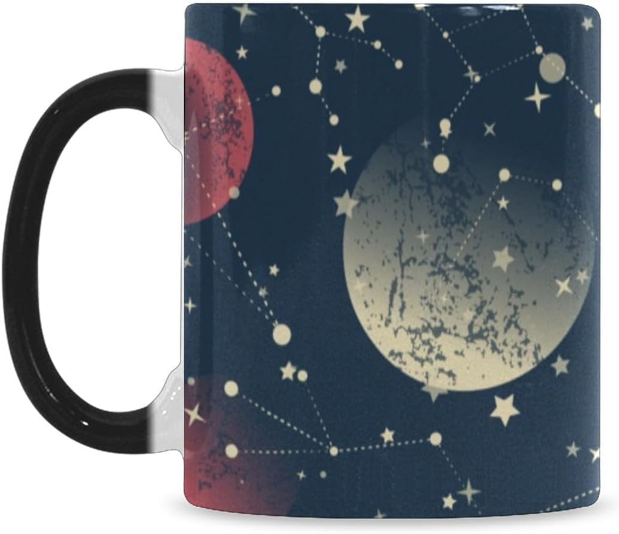 11 oz Ceramic Mug Heat Sensitive Colored Moon Stars Space Printed Color ...