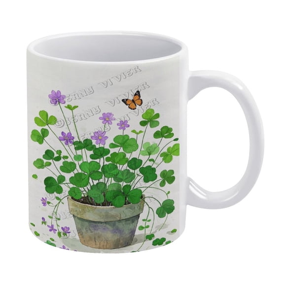 11 oz Ceramic Shamrock Mug - Unique Design for Coffee and Tea Enthusiasts