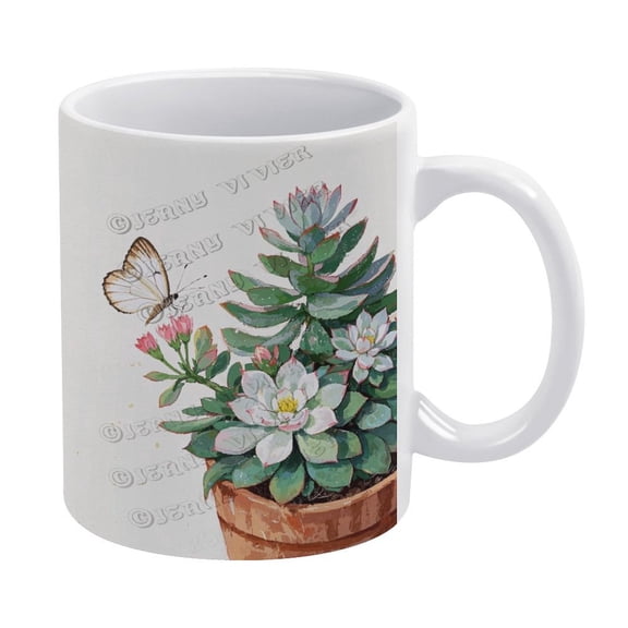 11 oz Ceramic Succulent Mug - Unique Design for Coffee and Tea Lovers - Coffee Mug & Tea Cup