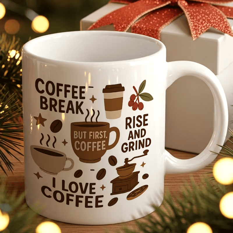 11 oz Coffee Beans and Espresso Ceramic Coffee Mug