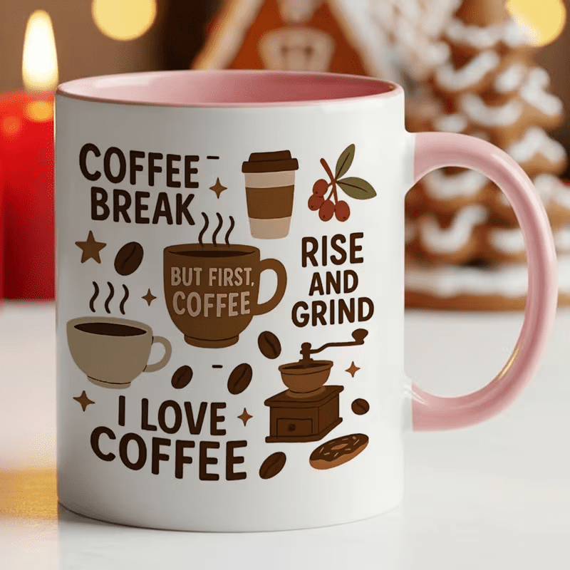 11 oz Coffee Beans and Espresso Ceramic Coffee Mug
