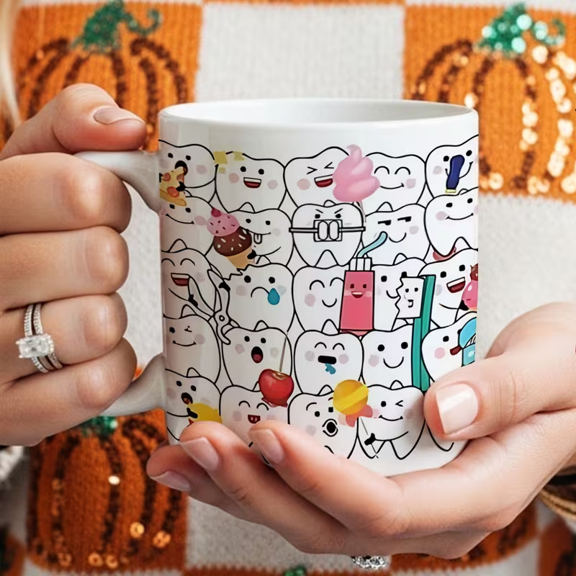 11 oz Dental Teeth Design Ceramic Coffee Mug