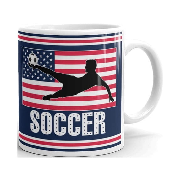 11 oz Football Lover Gift Accessories American Pride Soccer Bike Player Kicking Ball Coffee Mug