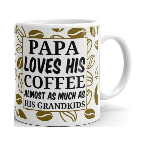 11 oz Gifts for Grandpa Papa Loves his Coffee Almost as much as his Grandkids Coffee Ceramic Mug Tea Cup