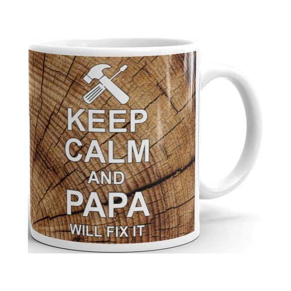 11 oz Keep Calm And Papa Will Fix It Woodland Camo Grand Dad Birthday Ceramic Tea Coffee Mug