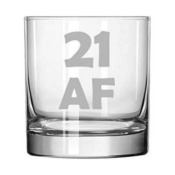 11 oz Rocks Whiskey Highball Glass 21 AF 21st Birthday Funny