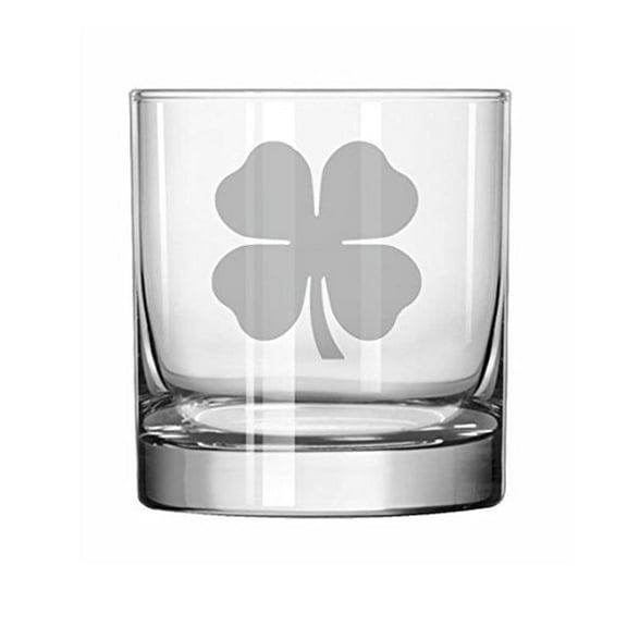 11 oz Rocks Whiskey Highball Glass 4 Leaf Clover