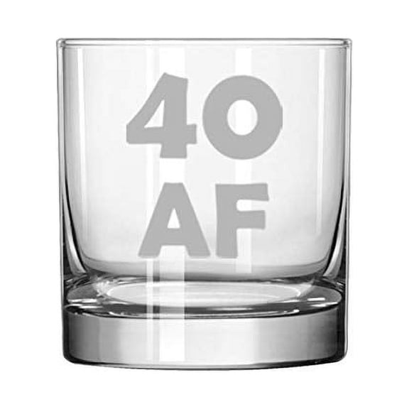 11 oz Rocks Whiskey Highball Glass 40 AF 40th Birthday Funny