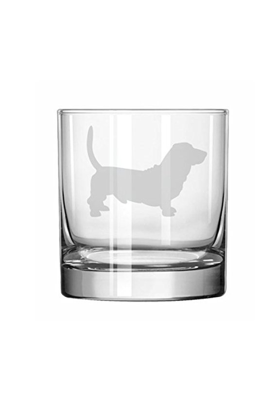 11 oz Rocks Whiskey Highball Glass Basset Hound