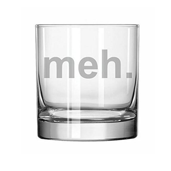 11 oz Rocks Whiskey Highball Glass Funny Meh Geek Sarcastic Expression