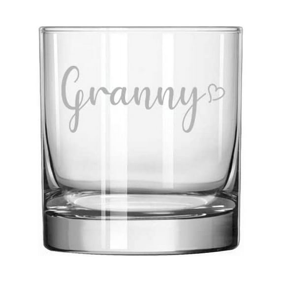 11 oz Rocks Whiskey Highball Glass Granny With Heart