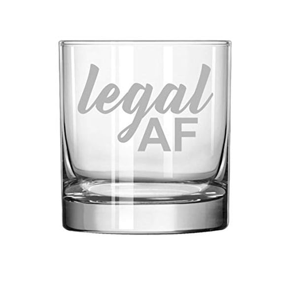 11 oz Rocks Whiskey Highball Glass Legal AF 21st Birthday