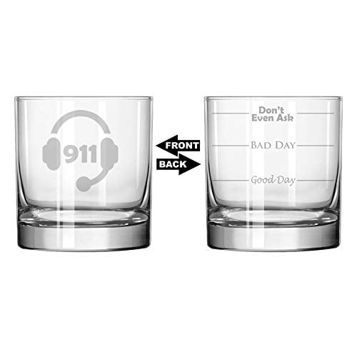 11 oz Rocks Whiskey Highball Glass Two Sided 911 Dispatcher