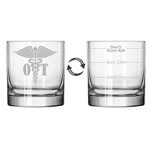 11 oz Rocks Whiskey Highball Glass Two Sided OT Occupational Therapy Therapist