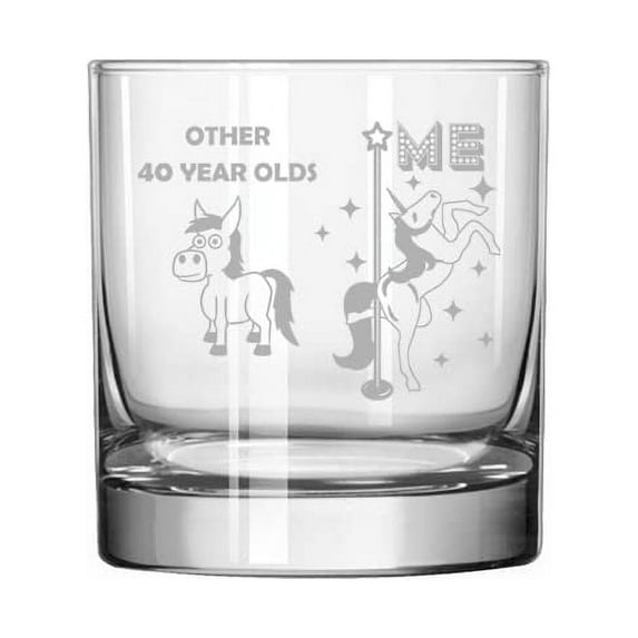 11 oz Rocks Whiskey Old Fashioned Glass 40 Year Old Superstar Unicorn Funny 40th Birthday