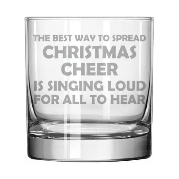 11 oz Rocks Whiskey Old Fashioned Glass Chistmas Cheer Singing Loud For All To Hear Elf Funny