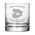 thumbnail image 1 of 11 oz Rocks Whiskey Old Fashioned Glass Don't Worry I Practiced This On A Typodont Once Funny Dentist Dental School Student Grad Assistant Gift, 1 of 1