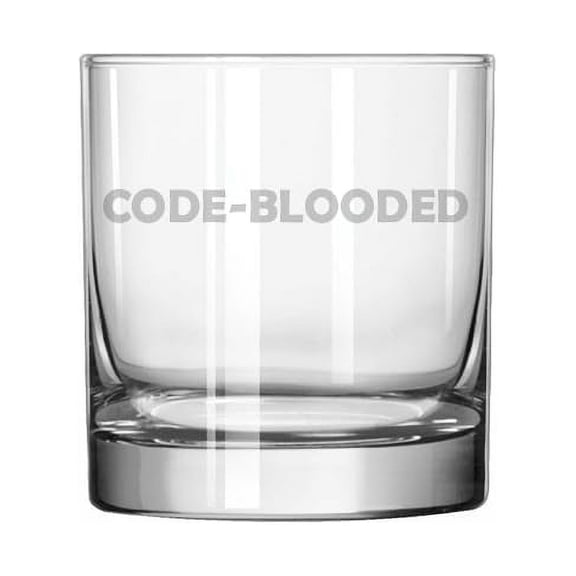 11 oz Rocks Whiskey Old Fashioned Glass Gift Code-Blooded Funny Programmer Geek Nerd For IT Coder Commputer Science Tech Developer
